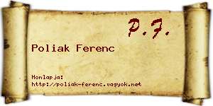 Poliak Ferenc névjegykártya